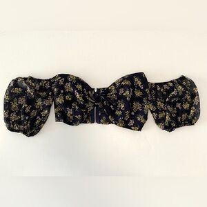 Women's Floral Puff‎ Sleeve Crop Top Coquette Cottagecore Feminine